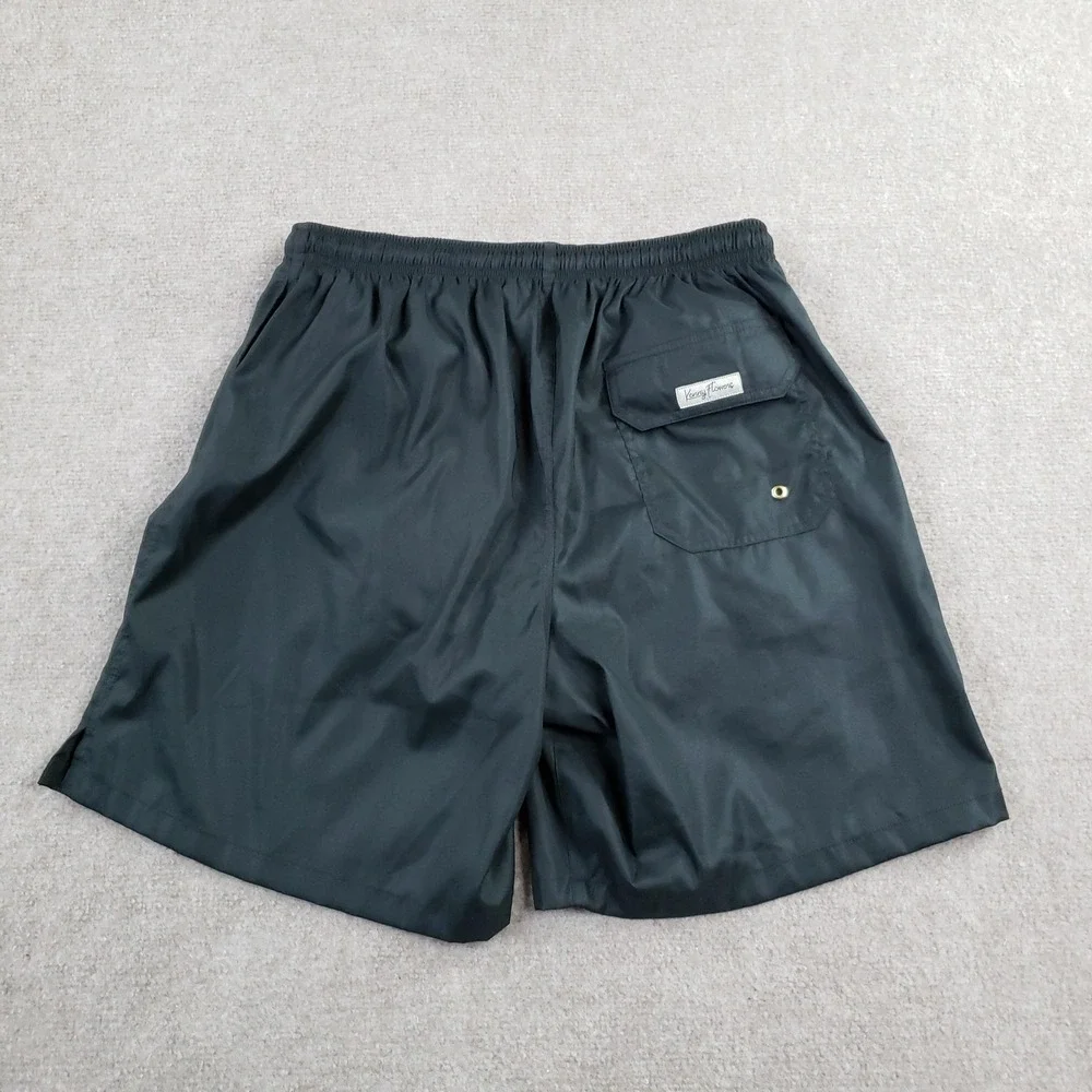 Kenny Flowers Swim Trunks Mens 2XL‎ Black Lined Drawstring Pockets Slim Fit
